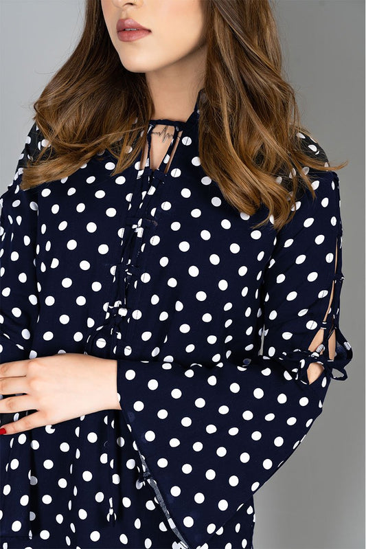 Picture of Ellena - Big Polka Dots Printed Top - Available at Raja Sahib