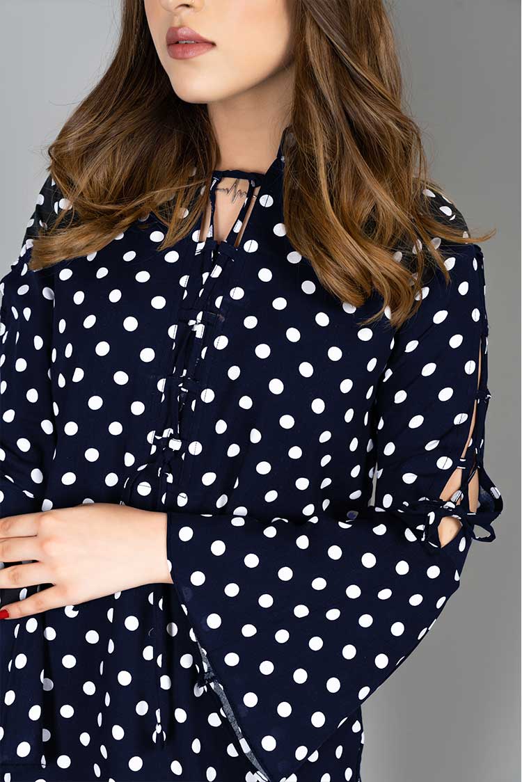 Picture of Ellena - Big Polka Dots Printed Top - Available at Raja Sahib