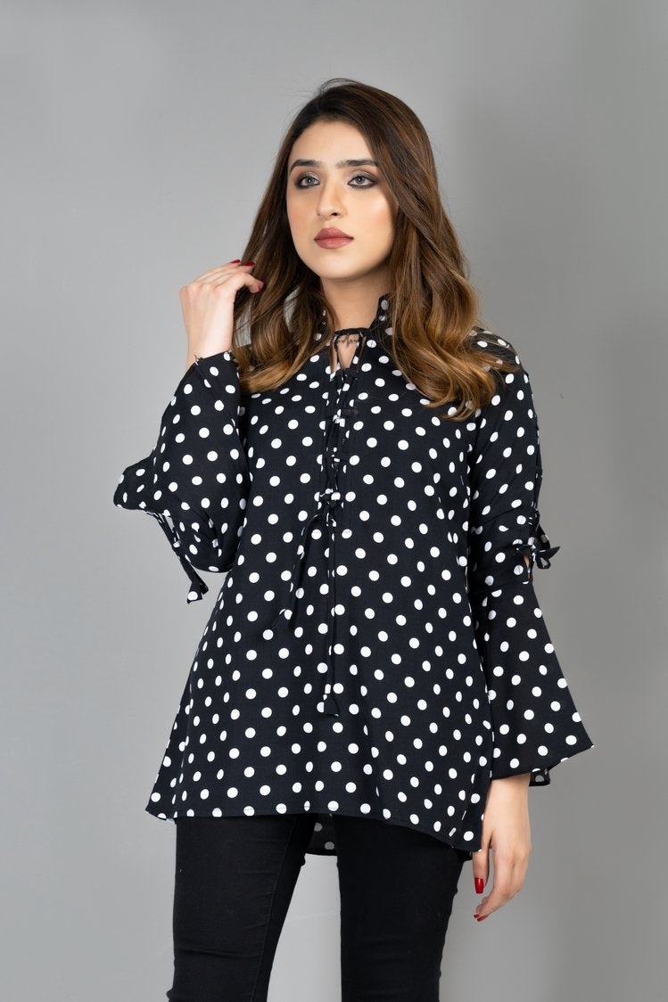 Picture of Ellena - Big Polka Dots Printed Top - Available at Raja Sahib