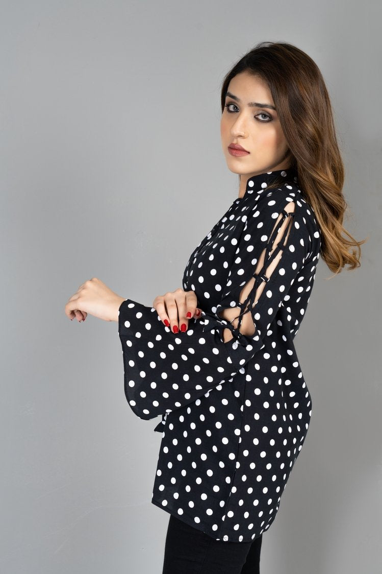 Picture of Ellena - Big Polka Dots Printed Top - Available at Raja Sahib