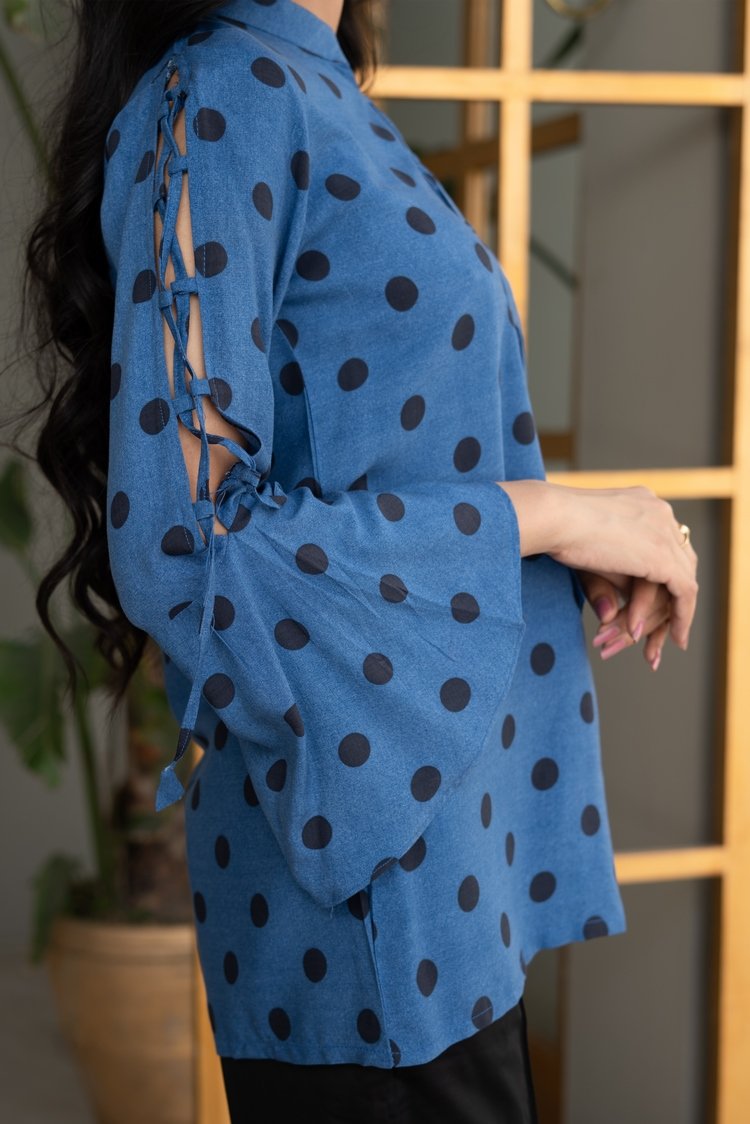 Picture of Ellena - Polka Dots Goergette Top - Available at Raja Sahib
