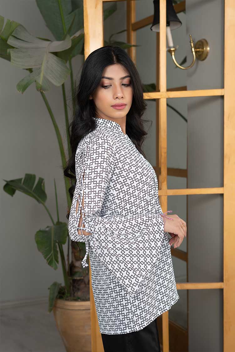 Picture of Ellena - Printed Goergette Top - Available at Raja Sahib