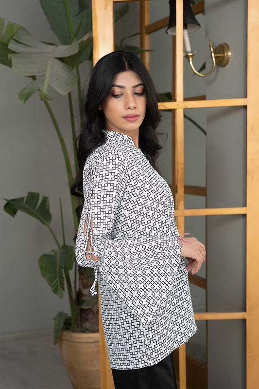 Picture of Ellena - Printed Goergette Top - Available at Raja Sahib