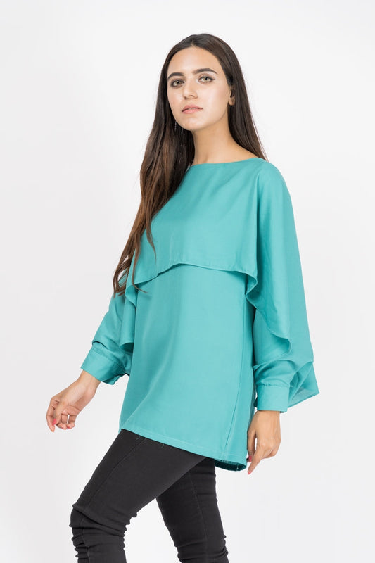 Picture of Ellena - Solid Color Georgette Top - Available at Raja Sahib