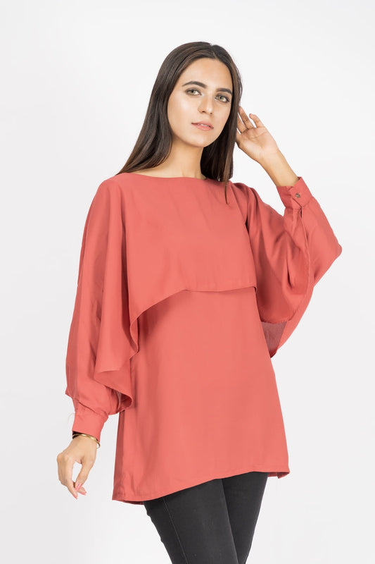 Picture of Ellena - Solid Color Georgette Top - Available at Raja Sahib