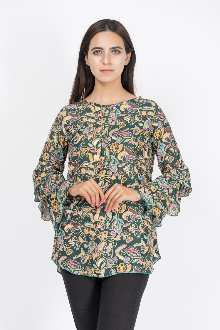 Picture of Ellena - Printed Georgette Top - Available at Raja Sahib