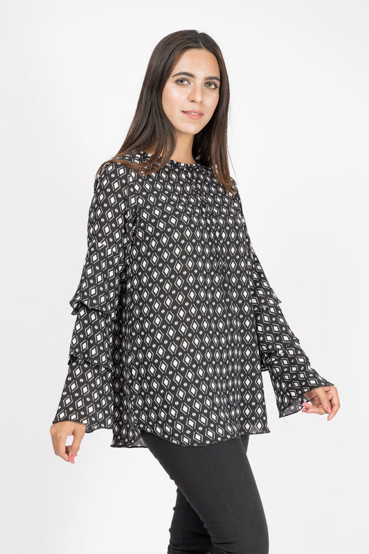 Picture of Ellena - Printed Georgette Top - Available at Raja Sahib
