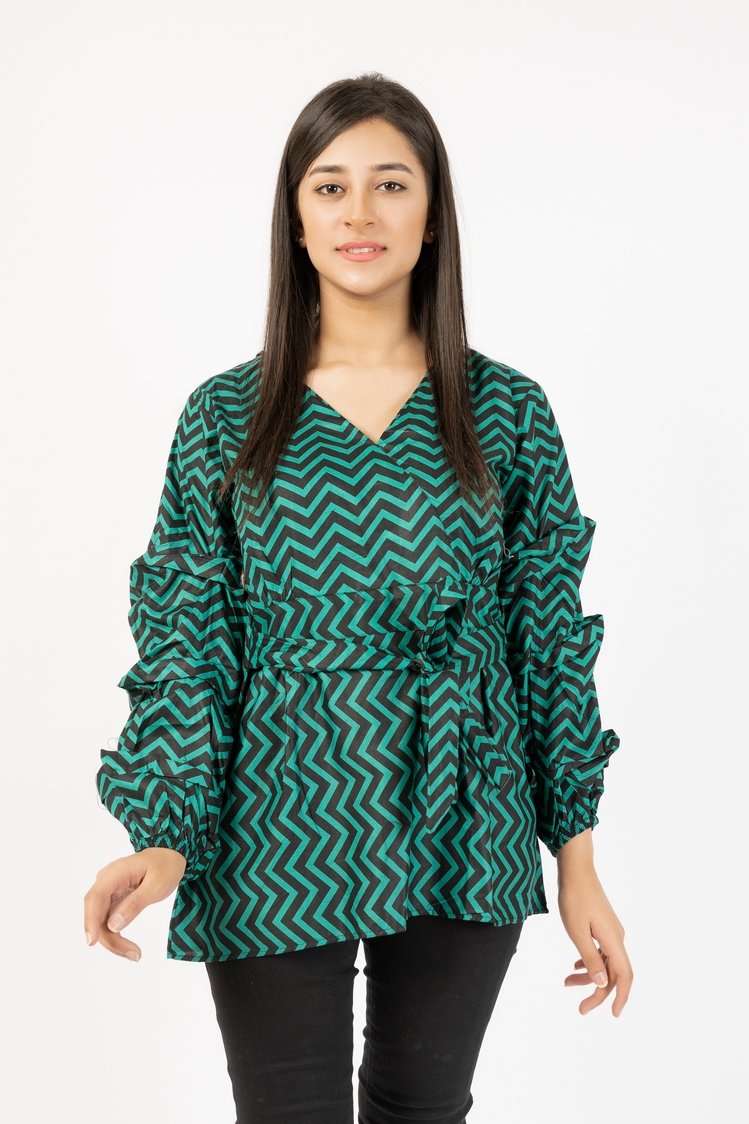 Picture of Ellena - 100% Cotton Belted Top - Available at Raja Sahib