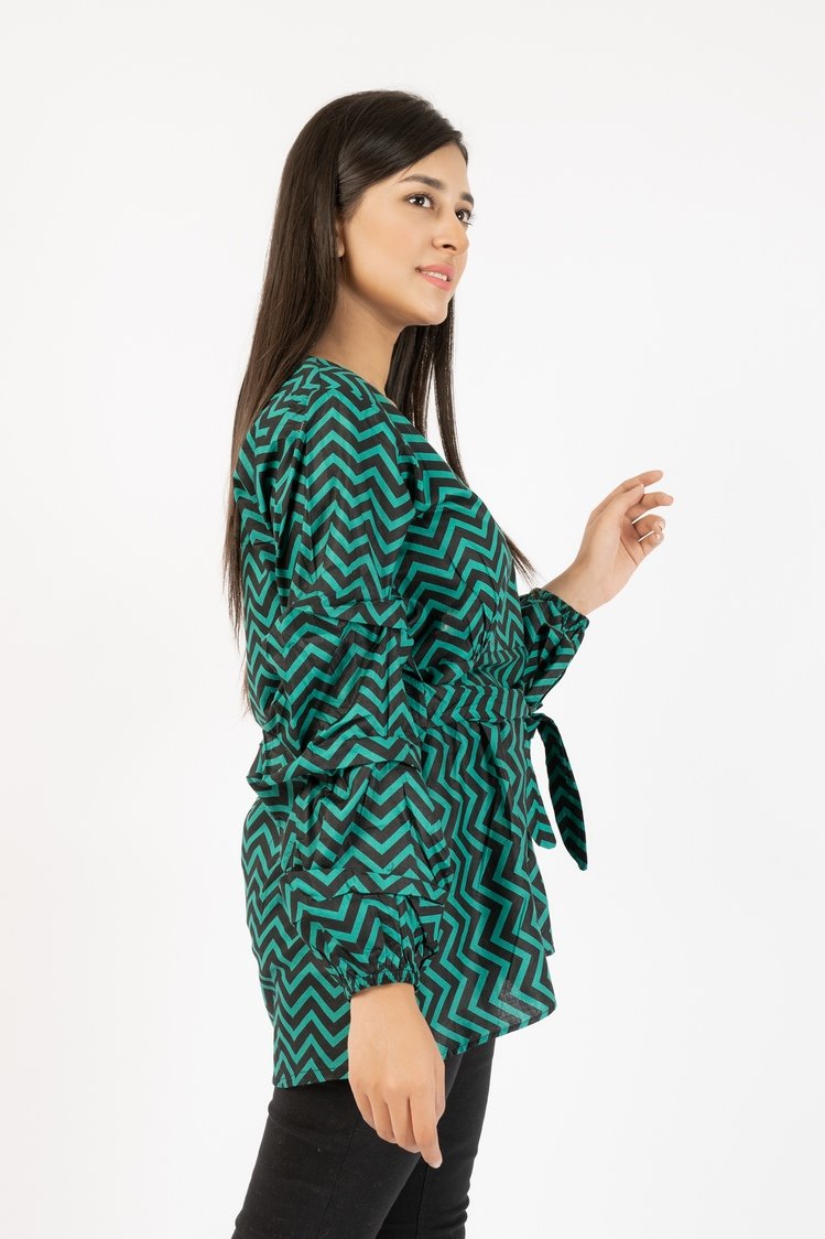 Picture of Ellena - 100% Cotton Belted Top - Available at Raja Sahib