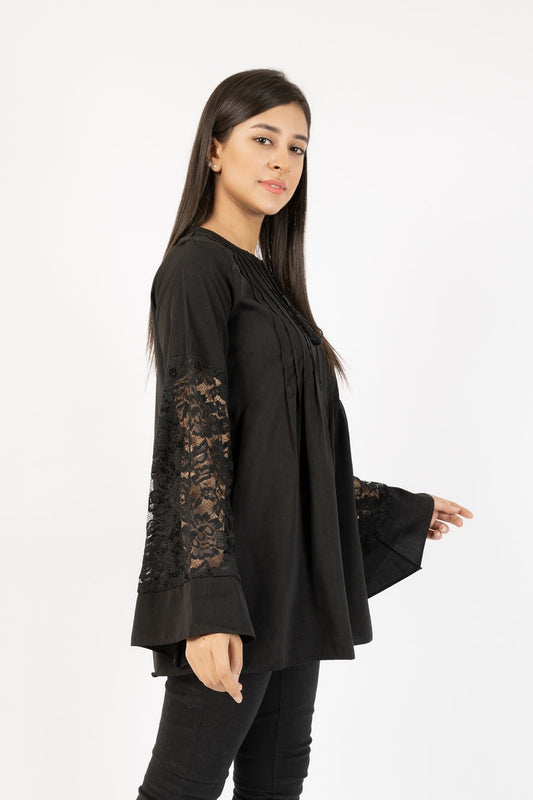 Picture of Ellena - Georgette Lace Sleeve Top - Available at Raja Sahib