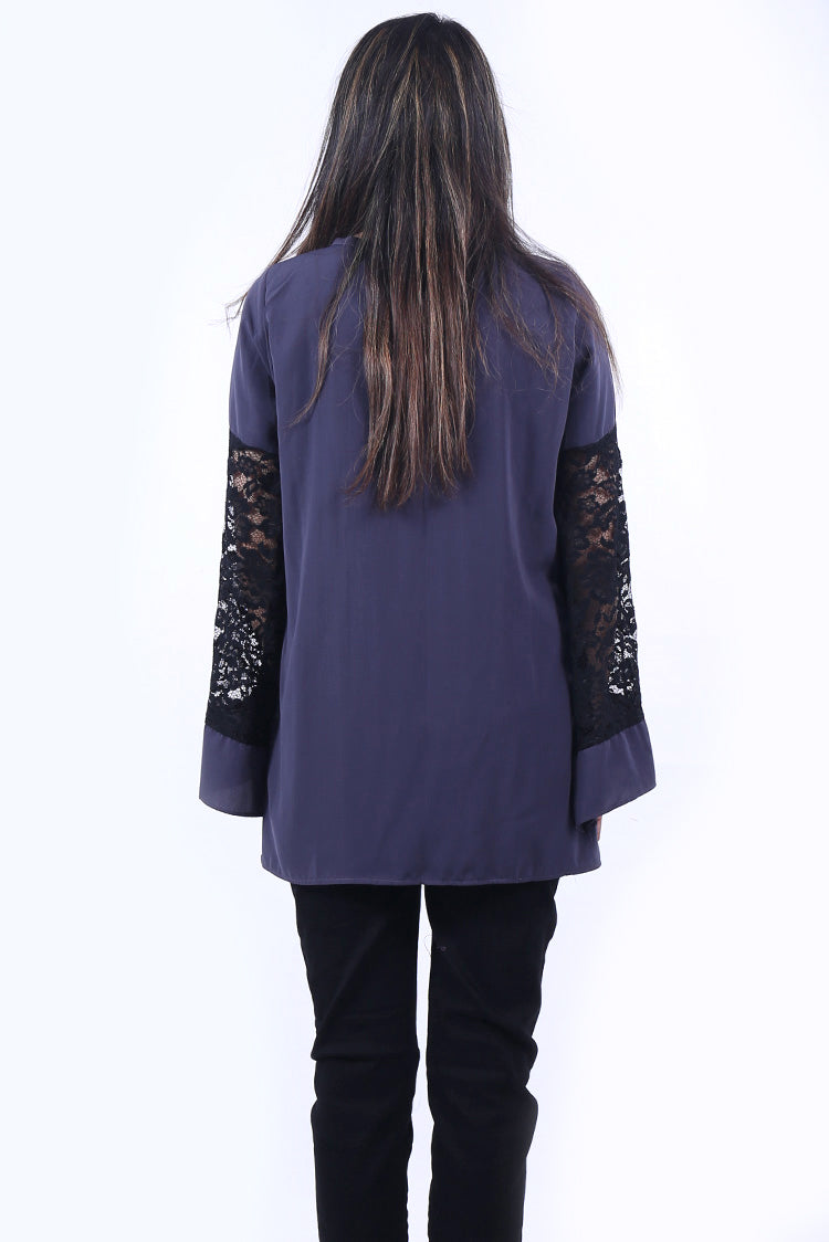 Picture of Ellena - Georgette Lace Sleeve Top - Available at Raja Sahib