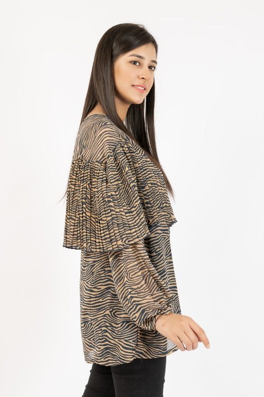 Picture of Ellena - Georgette Lace Sleeve Top - Available at Raja Sahib