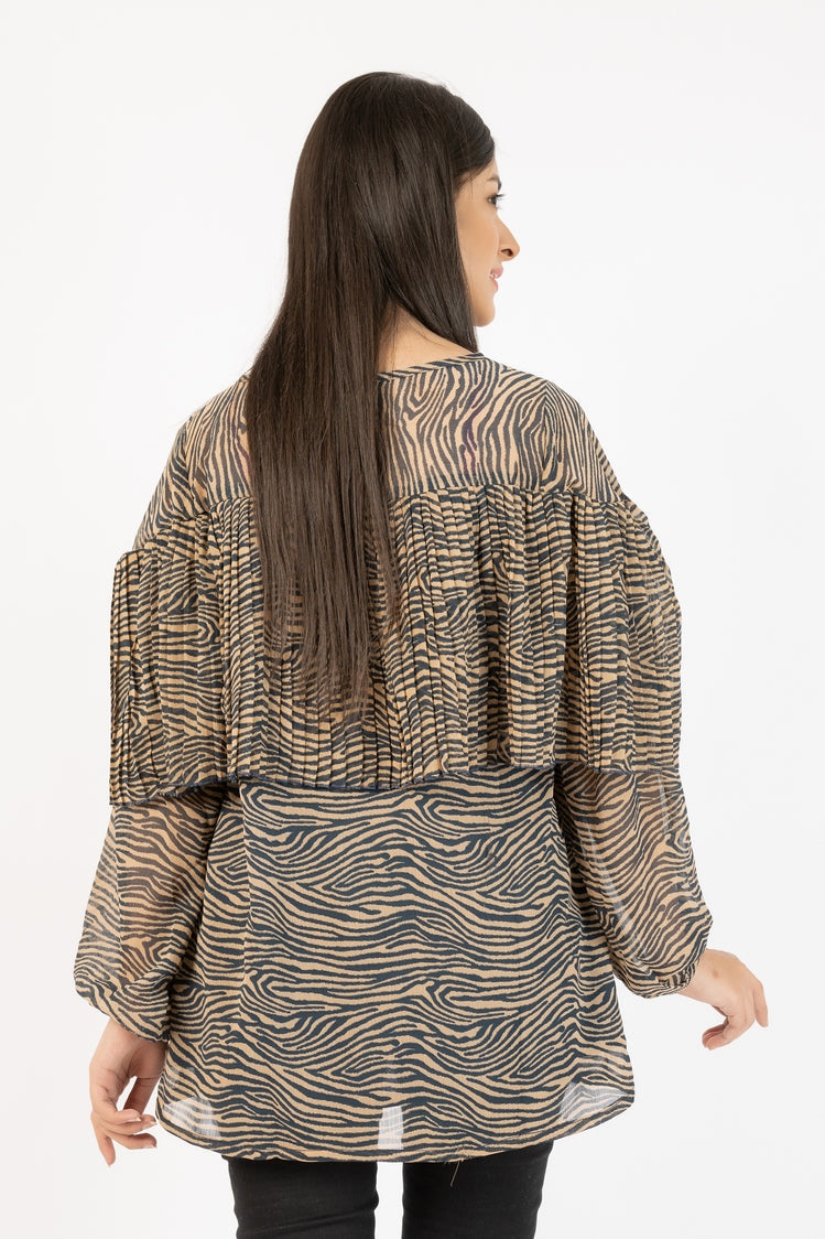 Picture of Ellena - Georgette Lace Sleeve Top - Available at Raja Sahib