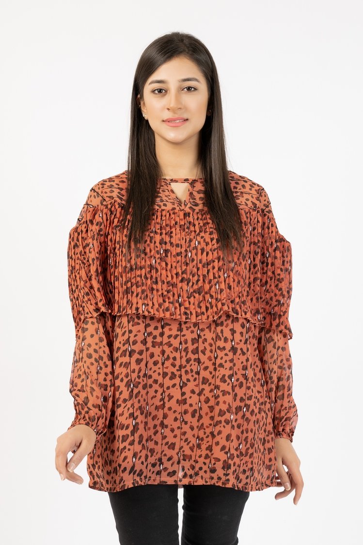 Picture of Ellena - Georgette Lace Sleeve Top - Available at Raja Sahib