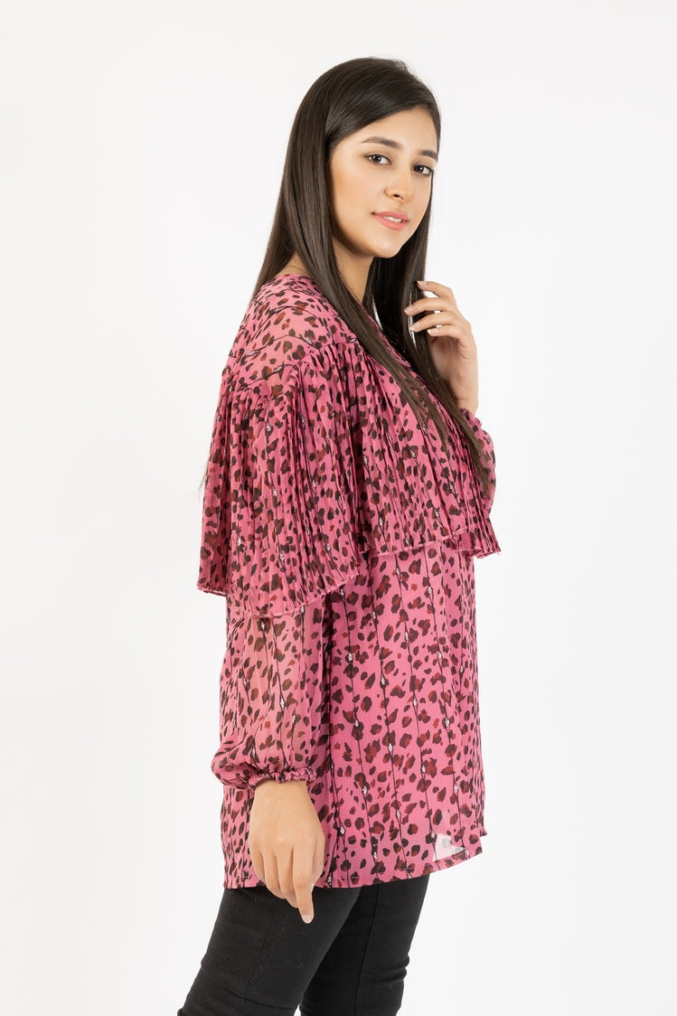 Picture of Ellena - Georgette Lace Sleeve Top - Available at Raja Sahib