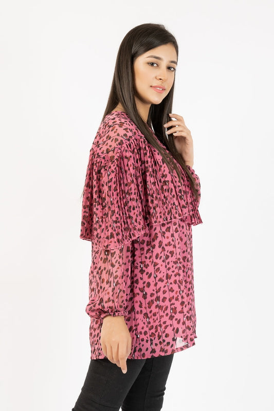 Picture of Ellena - Georgette Lace Sleeve Top - Available at Raja Sahib