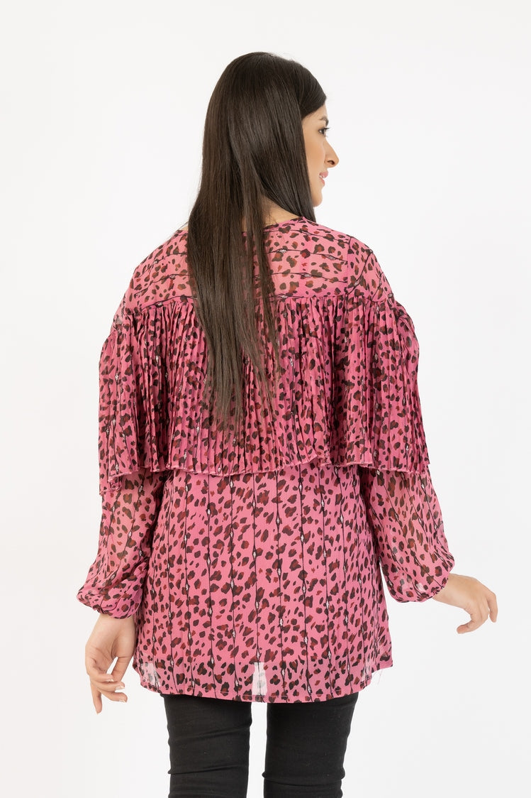 Picture of Ellena - Georgette Lace Sleeve Top - Available at Raja Sahib