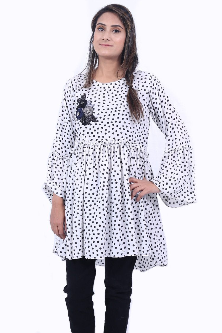 Picture of Ellena - Polka Dots Georgette Top - Available at Raja Sahib
