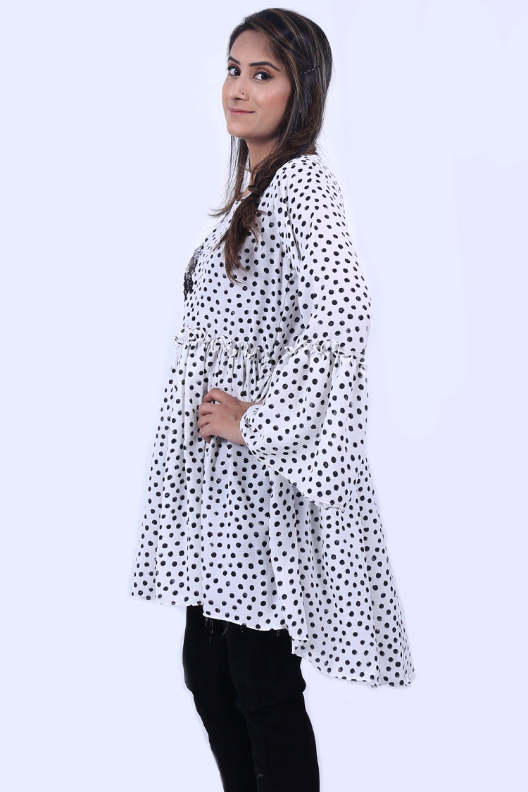 Picture of Ellena - Polka Dots Georgette Top - Available at Raja Sahib