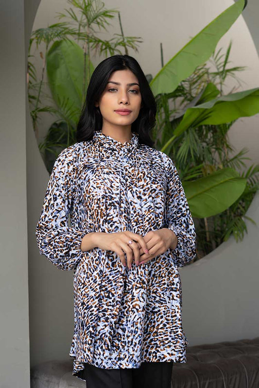 Picture of Ellena - Printed Goergette Top - Available at Raja Sahib