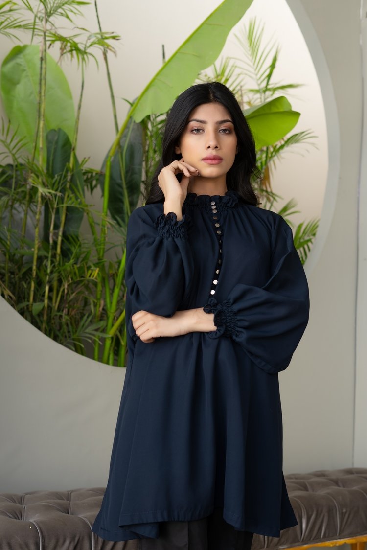 Picture of Ellena - Solid Color Georgette Top - Available at Raja Sahib