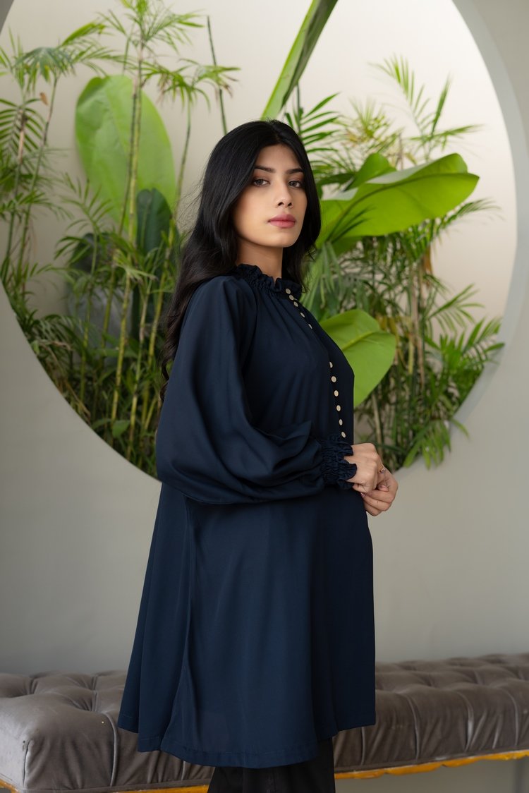 Picture of Ellena - Solid Color Georgette Top - Available at Raja Sahib