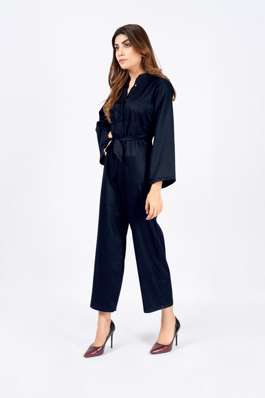 Picture of Ellena - Blue Belted Jumpsuit - Available at Raja Sahib