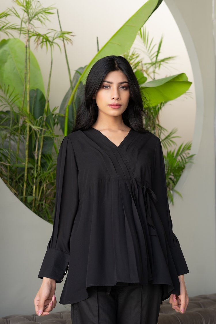 Picture of Ellena - Solid Color Georgette Top - Available at Raja Sahib