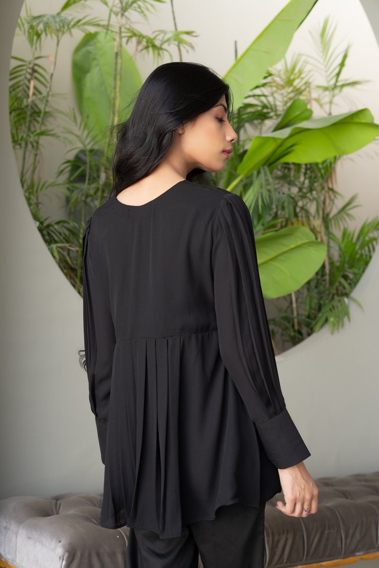 Picture of Ellena - Solid Color Georgette Top - Available at Raja Sahib