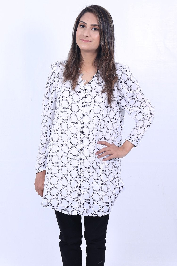 Picture of Ellena - Printed Goergette Top - Available at Raja Sahib