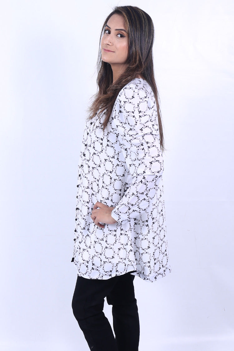 Picture of Ellena - Printed Goergette Top - Available at Raja Sahib
