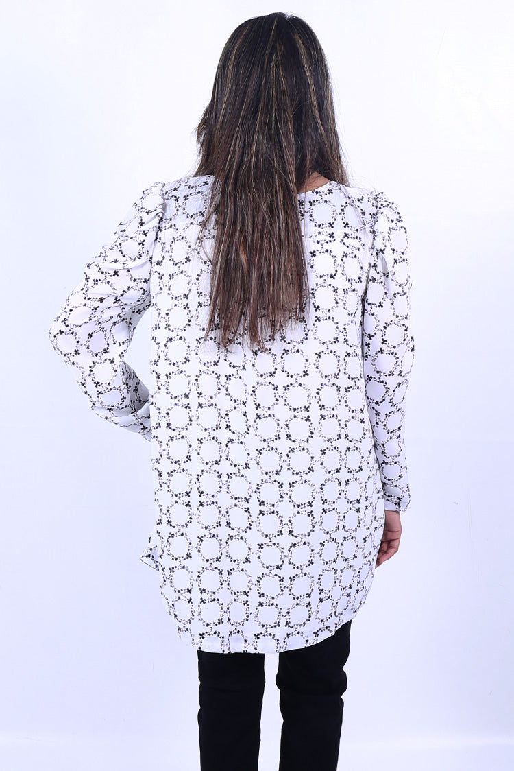 Picture of Ellena - Printed Goergette Top - Available at Raja Sahib