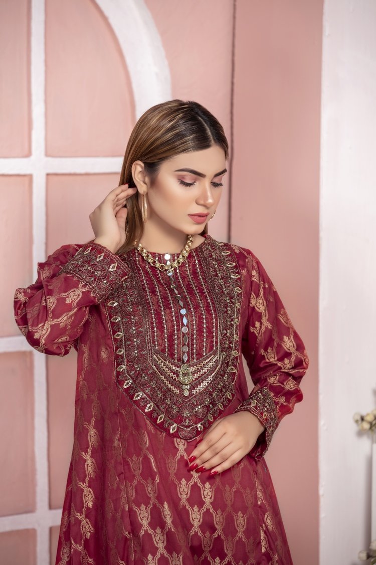 Picture of Ellena - 1-PC Stitched Jacquard Kurti - Available at Raja Sahib