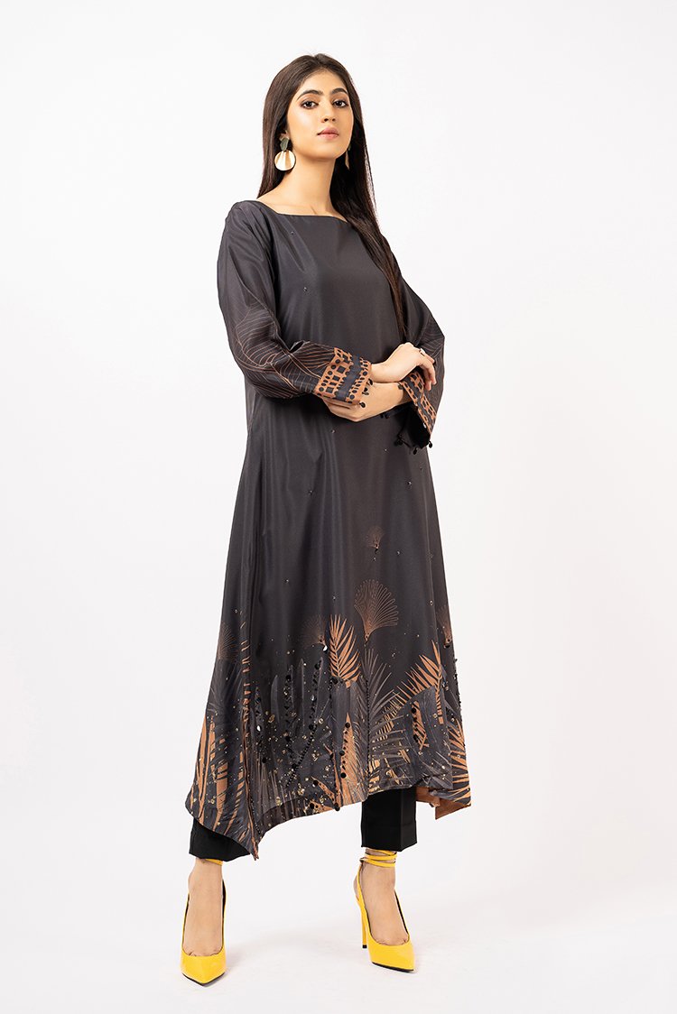 Picture of Ellena - Digital Printed Soft Crepe Long Shirt - Available at Raja Sahib