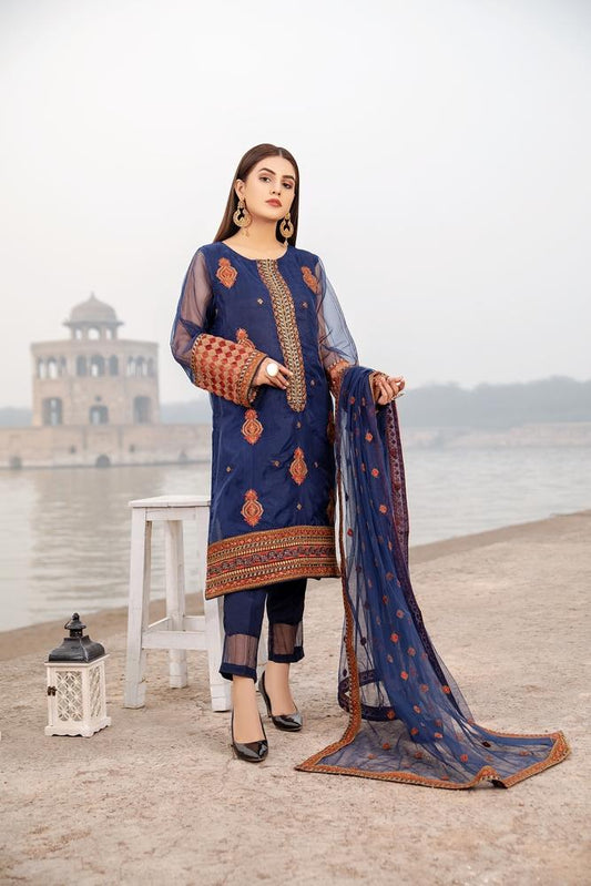 Picture of Ellena - Fancy Embroidered Formal Wear 3 Piece Suit - VJQ278 - Available at Raja Sahib