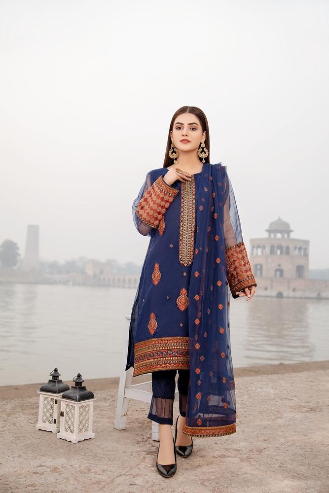 Picture of Ellena - Fancy Embroidered Formal Wear 3 Piece Suit - VJQ278 - Available at Raja Sahib