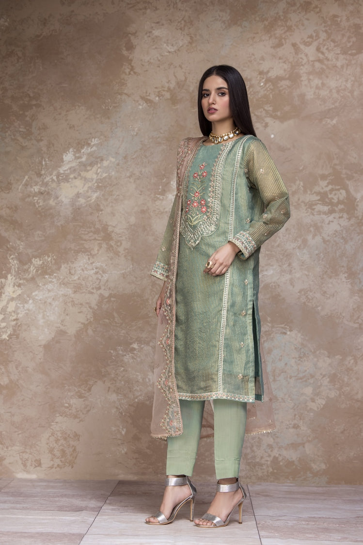 Picture of Ellena - 3-PC Stitched Embroidered Organza Suit - Available at Raja Sahib