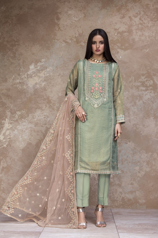 Picture of Ellena - 3-PC Stitched Embroidered Organza Suit - Available at Raja Sahib