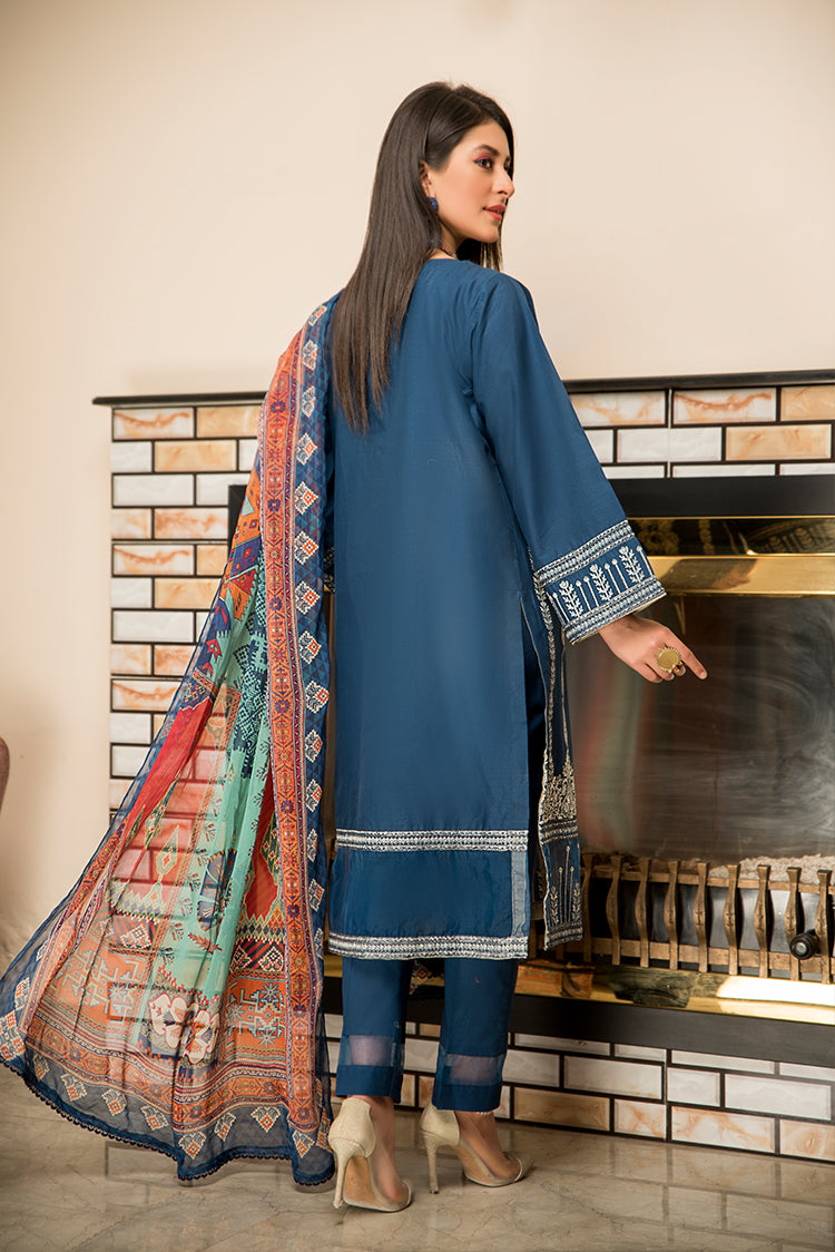 Picture of Ellena - 3-PC Stitched Cambric Cotton Suit - Available at Raja Sahib