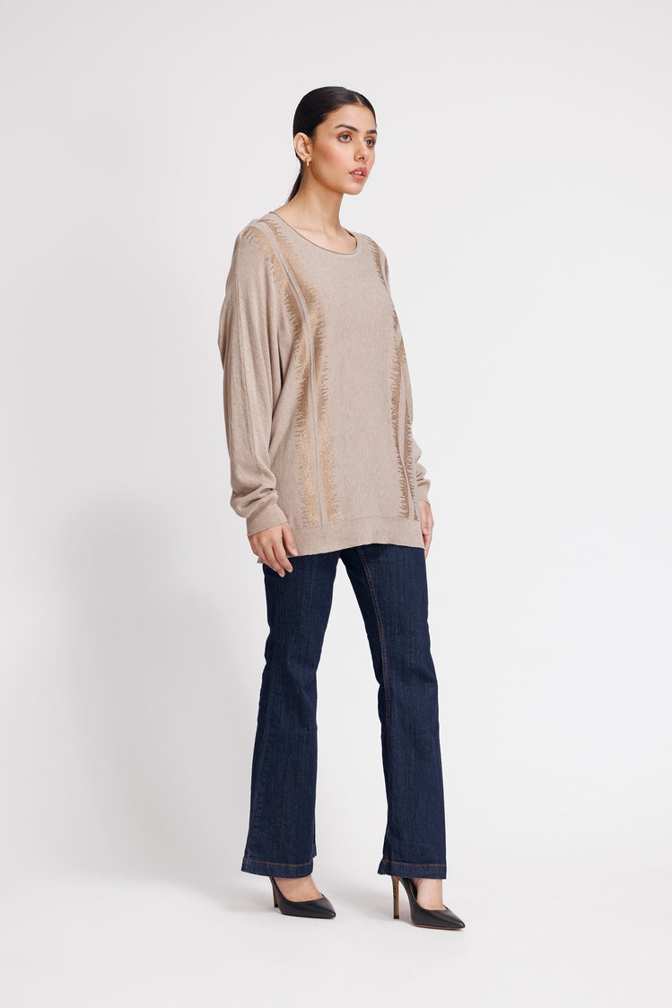 Picture of Ellena - Round Neck Pullover Sweater - Available at Raja Sahib