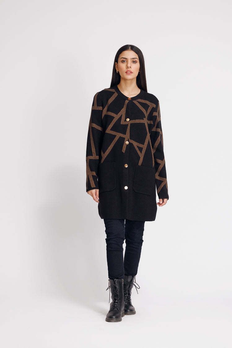 Picture of Ellena - Round Neck Cardigan Sweater - Available at Raja Sahib