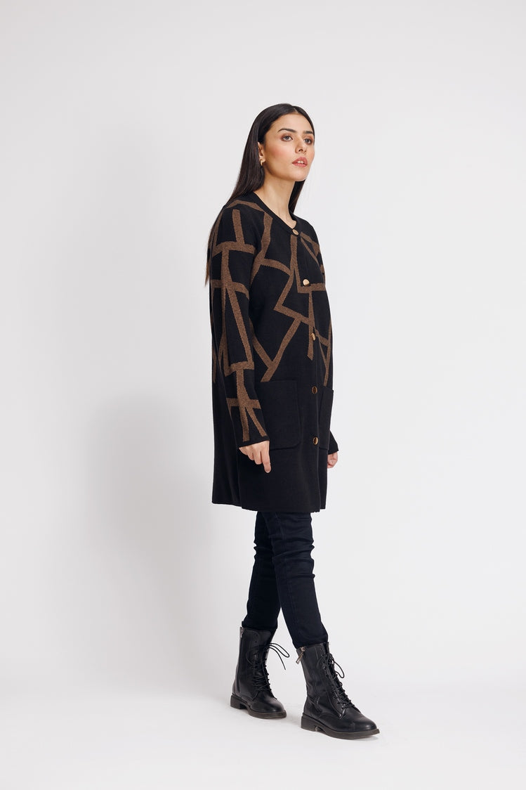 Picture of Ellena - Round Neck Cardigan Sweater - Available at Raja Sahib