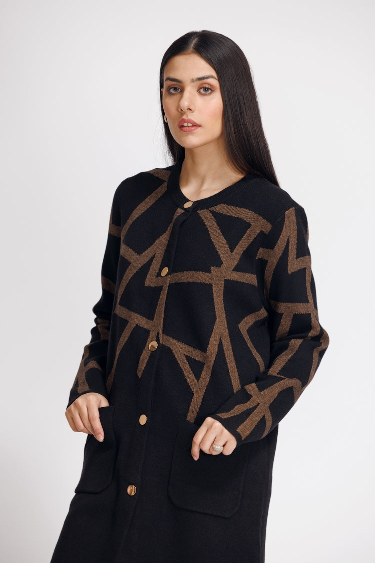 Picture of Ellena - Round Neck Cardigan Sweater - Available at Raja Sahib