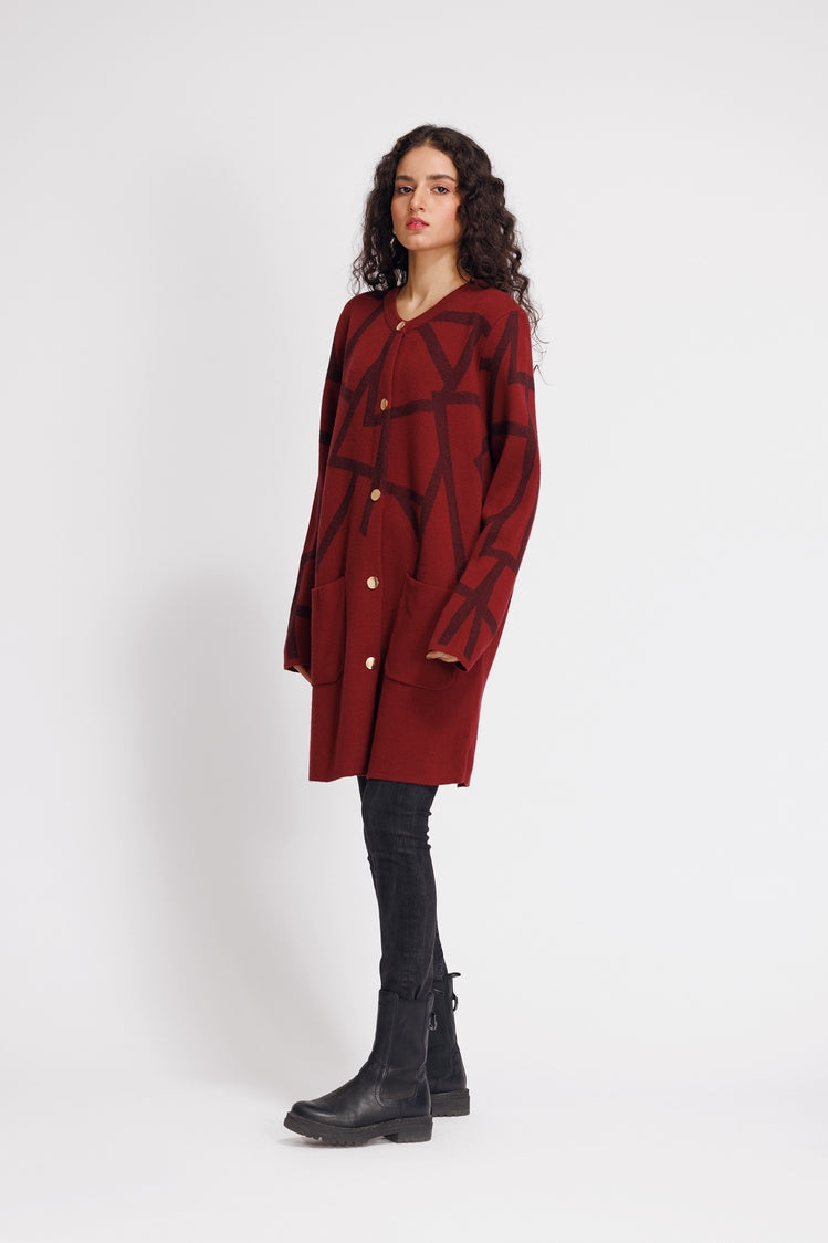 Picture of Ellena - Round Neck Cardigan Sweater - Available at Raja Sahib