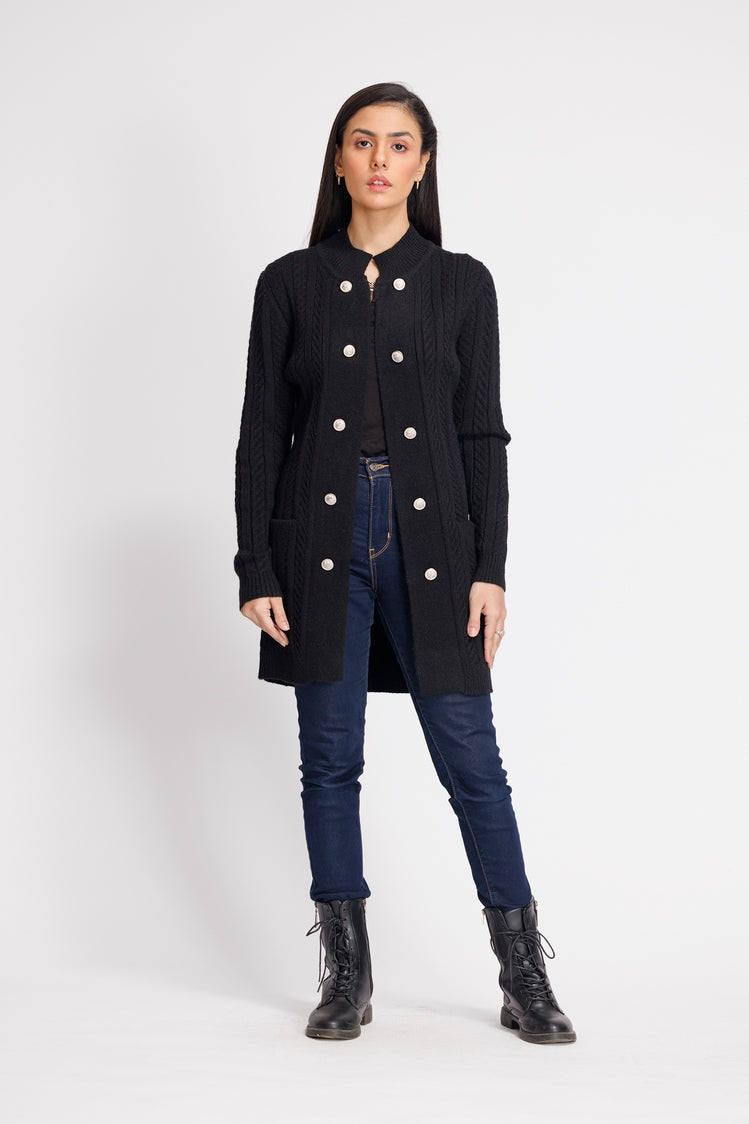 Picture of Ellena - Round Neck Cardigan Sweater - Available at Raja Sahib