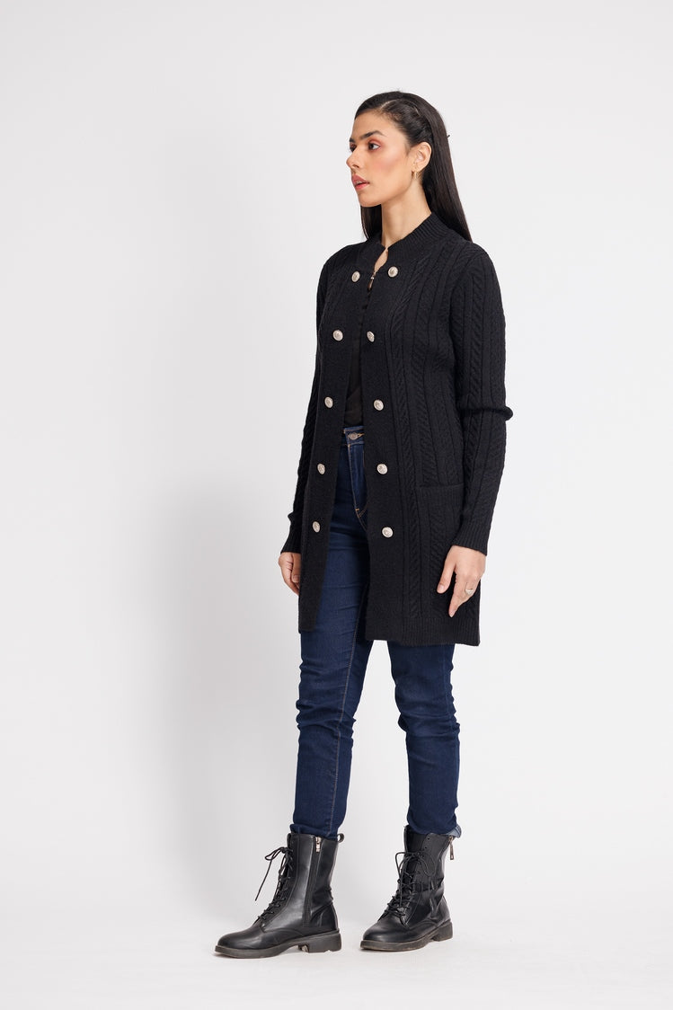 Picture of Ellena - Round Neck Cardigan Sweater - Available at Raja Sahib