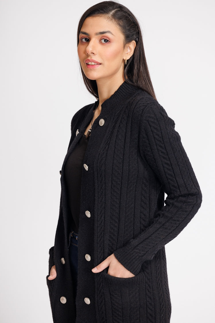 Picture of Ellena - Round Neck Cardigan Sweater - Available at Raja Sahib