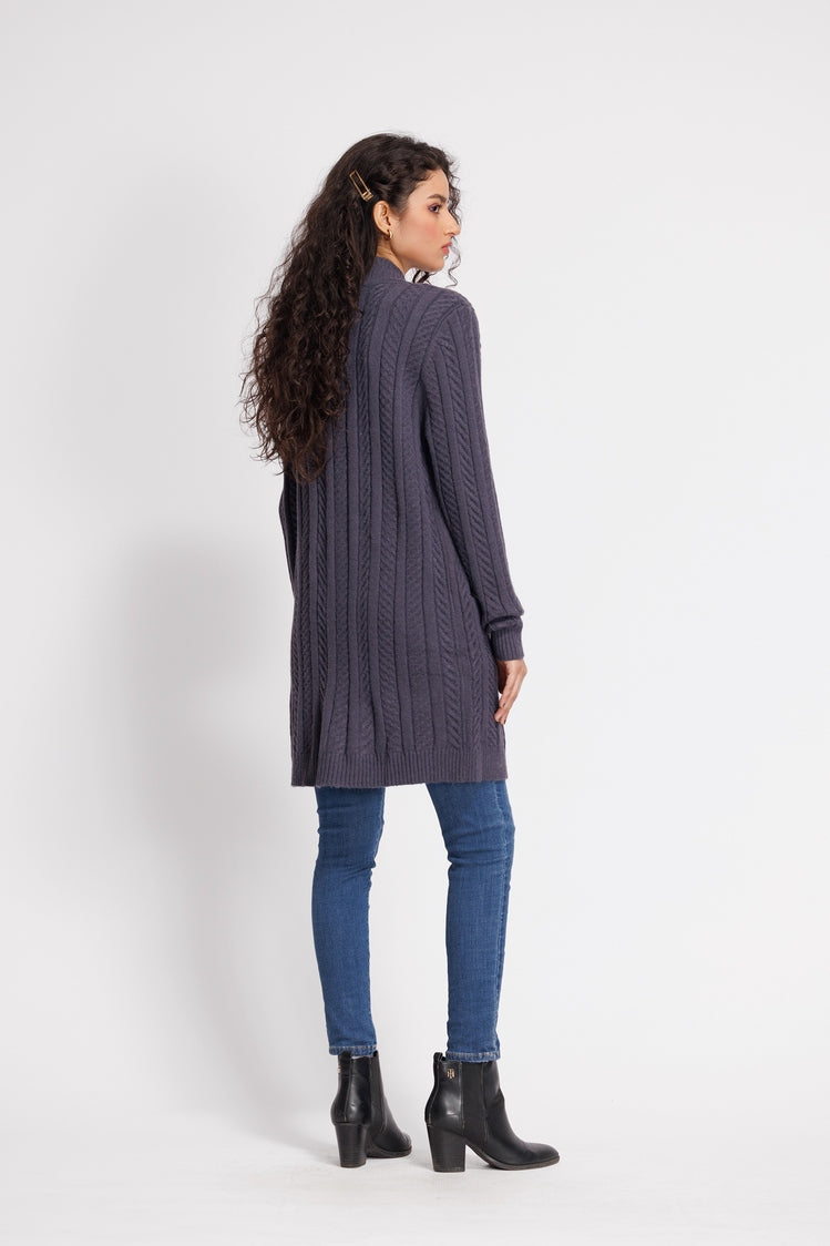 Picture of Ellena - Round Neck Cardigan Sweater - Available at Raja Sahib