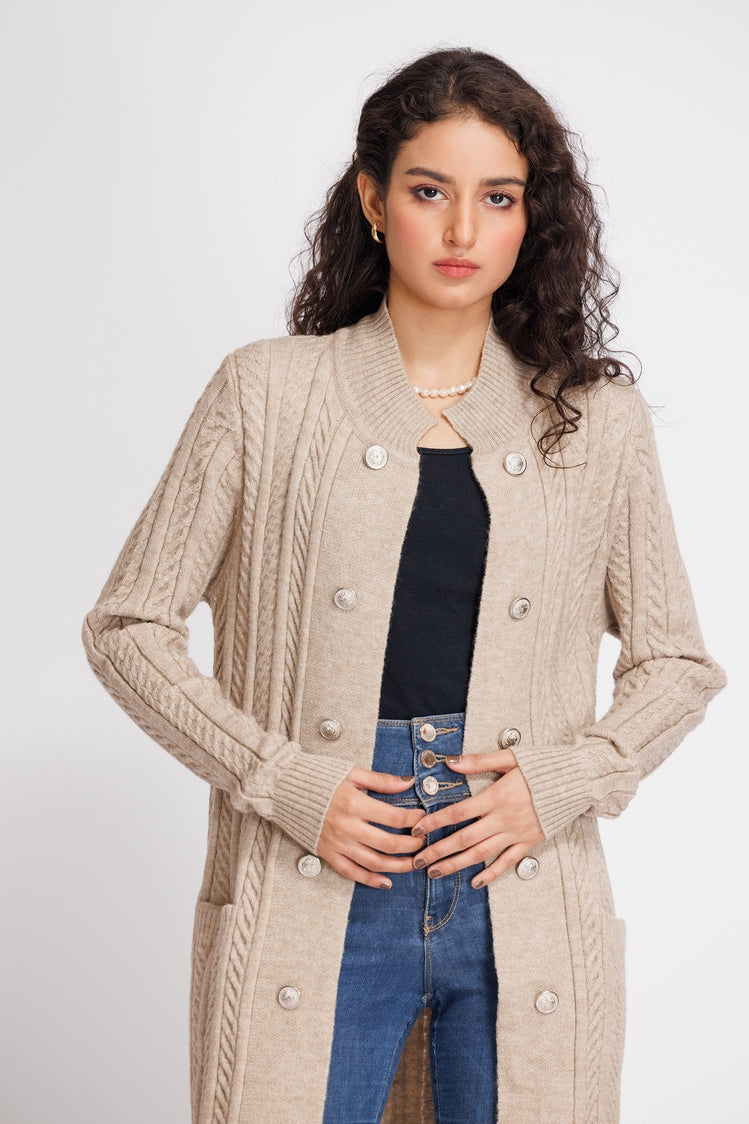 Picture of Ellena - Round Neck Cardigan Sweater - Available at Raja Sahib