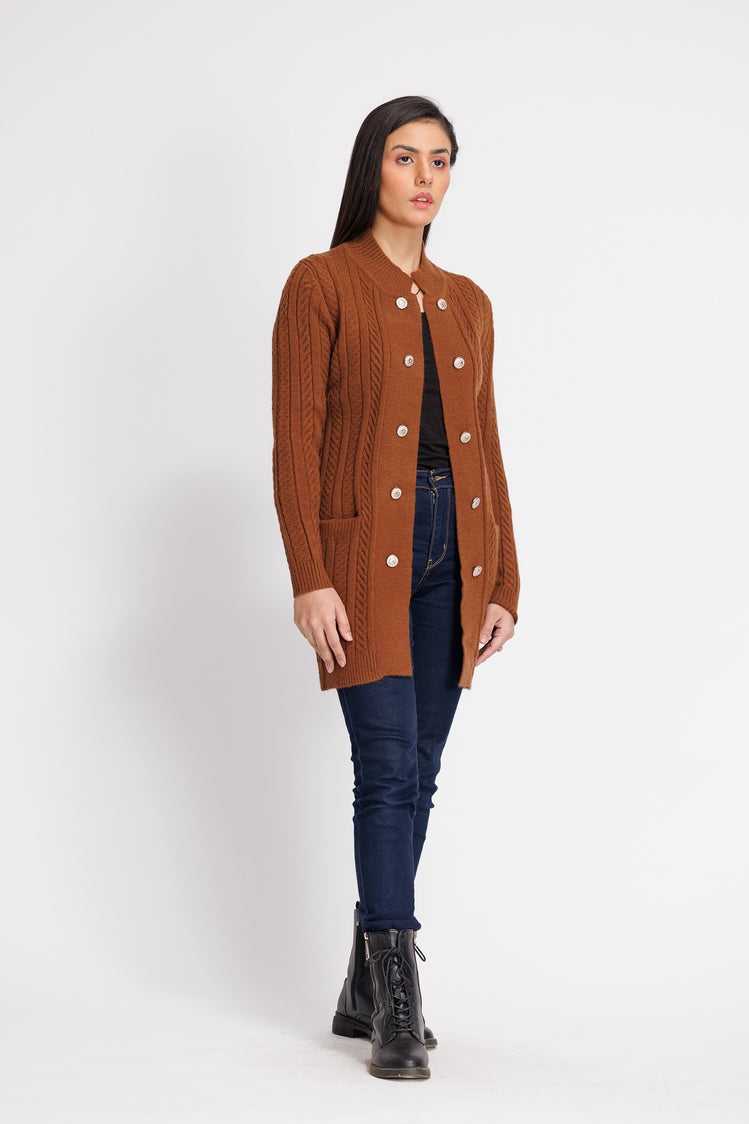 Picture of Ellena - Round Neck Cardigan Sweater - Available at Raja Sahib